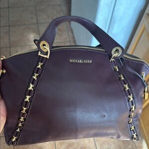 Michael Kors Purple Satchel with Gold Chain Detail